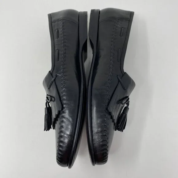 NEW santoni leather slip on shoes w/ tassels
